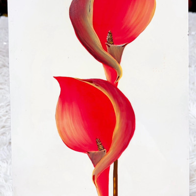 Tranh sơn mài cao cấp vẽ hoa nhiều màu sắc đa dạng mẫu mã size 20x30 cm