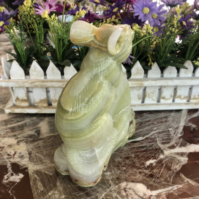 Tượng con Chuột giáp phong thủy đá ngọc Onyx trang trí phòng khách, bàn làm việc - Cao 20 cm