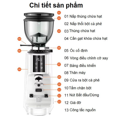 Máy xay cà phê chuyên nghiệp thương hiệu cao cấp Shardor BD-CG301 - Công suất 260W - 100 chế độ xay - Hàng nhập khẩu