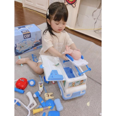 Nubie Đồ Chơi Bác Sĩ 30pcs Xe Cứu Thương Có Đèn, Nhạc Cho Bé Nhập Vai Mô Phỏng Thiết Bị Y Tế, Khám Bệnh