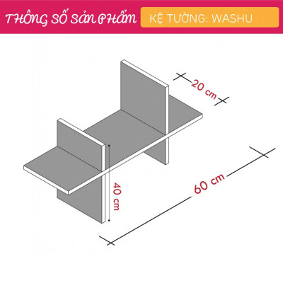 Giá sách treo tường bằng gỗ hiện đại SMLIFE Washu