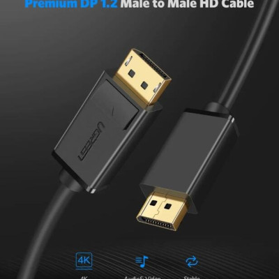 Ugreen UG10245DP102TK 1.5M Màu Đen Cáp 2 Đầu Displayport chuẩn V1.2 thuần đồng - HÀNG CHÍNH HÃNG