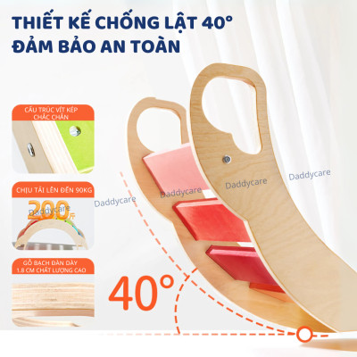 Ván thăng bằng cho bé Mideer Rainbow Wooden Climber, Đồ chơi bập bênh