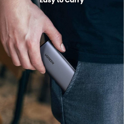 Ugreen 10902 0.5M m.2 nvme usb type c 10gbps hộp ổ cứng ssd màu xám kèm cáp 2 đầu C 3.1 Gen 1 Ugreen CM400 - Hàng Chính Hãng