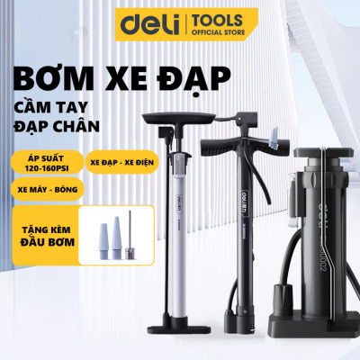 Bơm Xe Đạp Xe Máy Deli Tools Tích Hợp Đồng Hồ Áp Suất Tối Đa 160psi Nhỏ Gọn Dễ Dàng Mang Theo Mọi Nơi DL880005