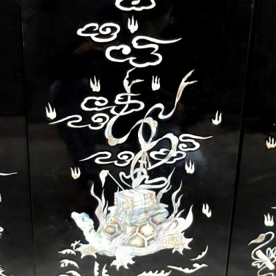 Bộ Tranh Sơn Mài 4 Tấm - LONG LÂN QUY PHỤNG ✨ Khảm Cừ Chìm Cao Cấp – Hàng Xuất Khẩu – Size 80x160 cm