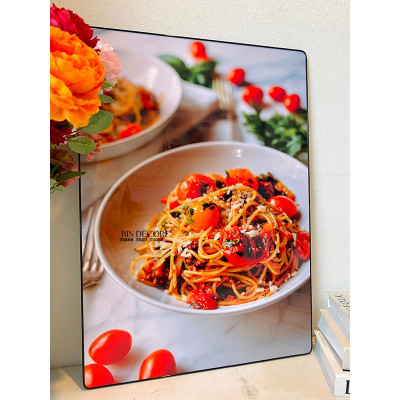 (ẢNH THẬT) Tranh treo tường mì ý trang trí decor quán tranh tráng gương kèm đinh treo