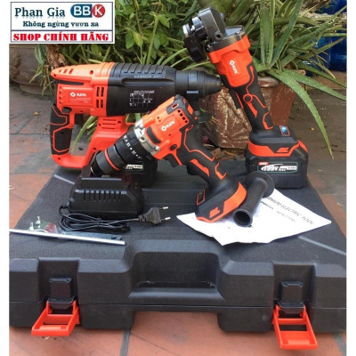 Bộ Combo Máy Khoan Đục Bê Tông, Máy Mài Và Khoan 3 chức năng Dùng Pin 199V, 2 Pin 15Cell, Máy Khoan Siêu Khỏe