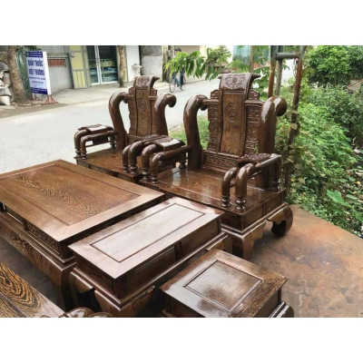 bộ bàn ghế tiếp khách tần thủy hoàng gỗ mun đuôi công tay 12