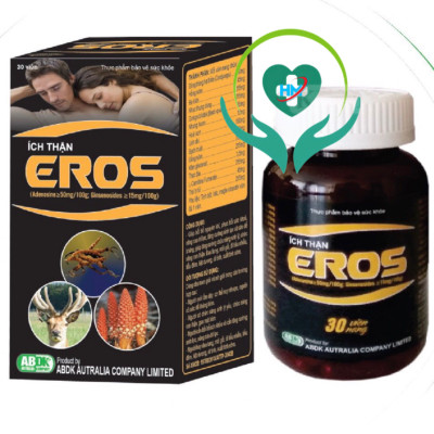 Ích thận eros - Hộp 30 Viên -tăng cường sinh lý, phục hồi chức năng thận, tiểu đêm, đau lưng, Vinaphar