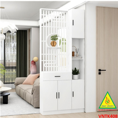 Vách ngăn phòng khách, vách ngăn tủ kệ bằng gỗ VNTK408- Nội thất lắp ráp Viendong Adv