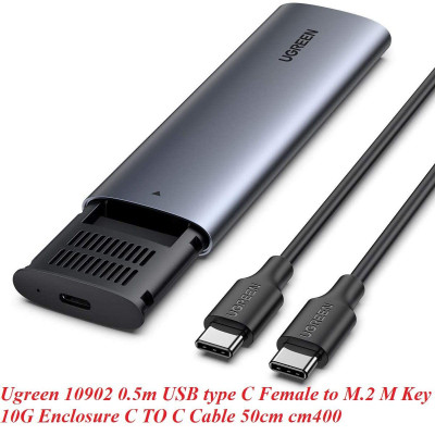 Ugreen 10902 0.5M m.2 nvme usb type c 10gbps hộp ổ cứng ssd màu xám kèm cáp 2 đầu C 3.1 Gen 1 Ugreen CM400 - Hàng Chính Hãng