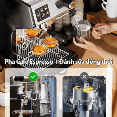 Máy pha cà phê chuyên nghiệp Gemilai CRM3200D năng suất 150 cúp, chuyên gia Espresso cho quán cafe, takeaway, nhà hàng, hàng chính hãng