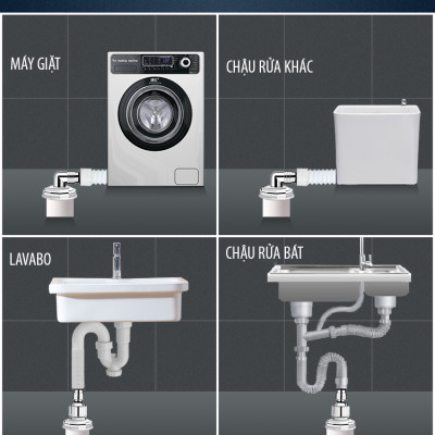 Bộ thoát nước máy giặt, thoát nước thải kiêm chống mùi hôi, ngăn côn trùng trào ngược MH3111