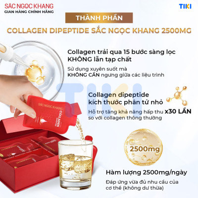 (New) Nước uống Collagen depeptide 5 túi Sắc Ngọc Khang tinh khiết nhập khẩu từ Nhật Bản, đạt chuẩn hàm lượng hấp thụ nhanh & vượt trội giúp trẻ hóa làn da - săn chắc và sáng mịn