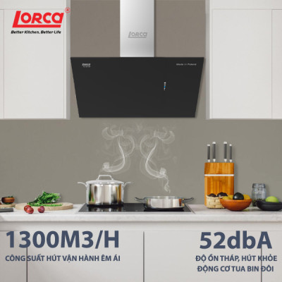 Máy Hút Mùi Kính Vát LORCA TA 6018P - 90cm - Hàng Nhập Khẩu Ba Lan Chính Hãng Sang Trọng Êm Ái Tiết Kiệm