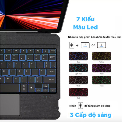 BaoDa Bàn Phím Dành Cho iPad Gen 9 Bluetooth Có Đèn Led Phím, Trackpad Mượt, Có Thể Tháo Rời Bàn Phím WIWU Mag Touch - Hàng chính hãng