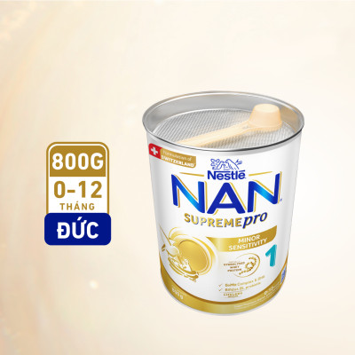 Sữa bột Nestlé NAN SUPREMEPRO 1 800g nhập khẩu Đức với 5HMO & đạm Gentle Optipro ( Dành cho trẻ từ 0 - 12 tháng tuổi)
