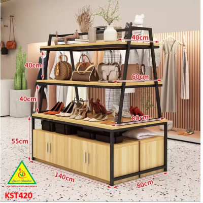 Kệ gỗ trưng bày rau củ quả, kệ trưng bày sản phẩm, hàng hóa KST420 - NỘI THẤT LẮP RÁP VIENDONGADV