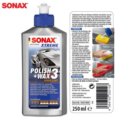 Dung dịch đánh bóng sơn xe Sonax Xtreme Polish Wax 3 250ml 202100