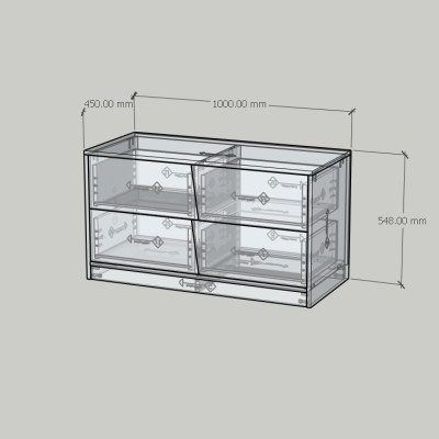 HAPPY FURNITURE , Tủ lưu trữ 4 ngăn kéo - DALEY ,THK_345 , 100cm x 45cm x 55cm DxRxC