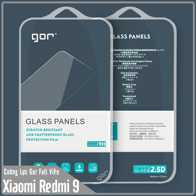Bộ 2 miếng kính cường lực Gor cho Xiaomi Redmi 9 Full Box - Hàng Nhập Khẩu