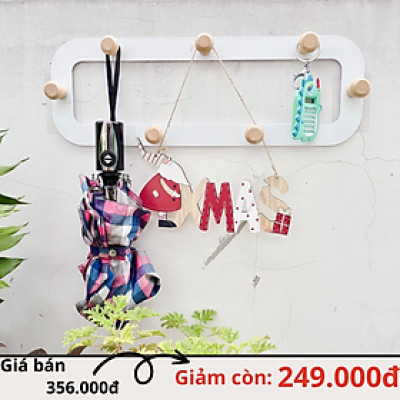 Giá treo đồ kim loại cao cấp 14 nút móc cửa - không cần khoan tường