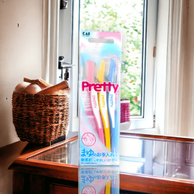 Dao Cạo Lông Mày Cán Dài Kai Pretty 12860 - FRML-3PN (Set 3 cây)