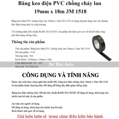 Băng keo điện PVC chống cháy lan 19mm x 18m 3M 1518