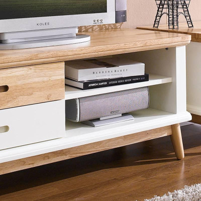 Tủ TV 2 Ngăn Kéo Vivid Gỗ Tự Nhiên Ibie LV2KVIVR - Trắng (120 x 40 cm)