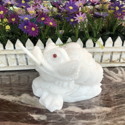 Bộ combo Tỳ Hưu dài 20cm và Tượng Cóc Ba Chân, Cóc Ngậm Tiền, Thiềm Thừ phong thủy dài 15cm đá cẩm thạch trắng