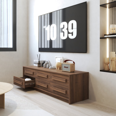 HAPPY FURNITURE , Tủ lưu trữ 6 ngăn kéo - RUBEL, THK_259, 160cm x 45cm x 46cm DxRxC