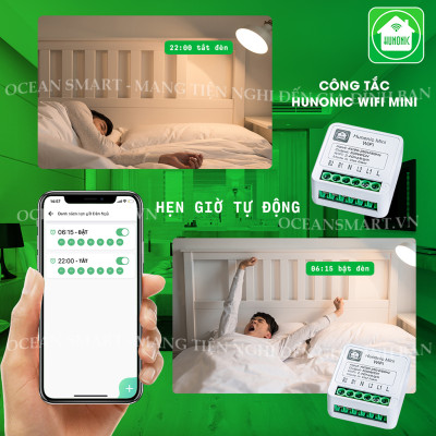 Công Tắc Thông Minh Wifi Hunonic Mini, Công Tắc Điều Khiển Từ Xa Qua Điện Thoại - HNMN02