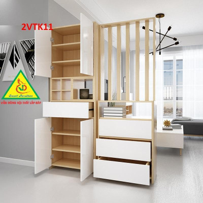 Tủ kệ trang trí kiêm vách ngăn phòng khách , nhà bếp 2VTK11 - Nội thất lắp ráp Viendong Adv
