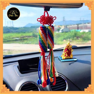 Dây treo chỉ ngũ sắc cát tường thủ công Tây Tạng may mắn bình an trang trí treo xe, móc khóa ban thờ Mật Tông