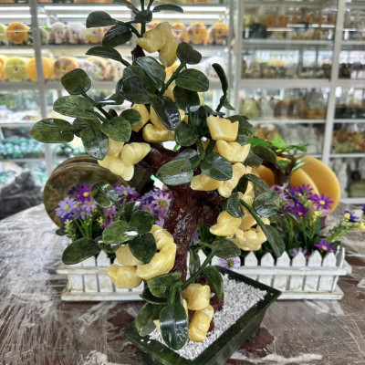 Cây tài lộc thỏi vàng phong thủy đá ngọc hoàng long - Cao 50 cm