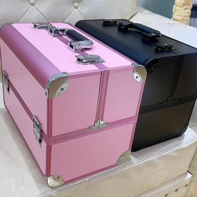 Cốp Nhôm 3 Tầng Đựng Đồ Nail 37x28x22cm, Thiết Kế Bậc Thang, Tầng Nhựa Bên Trong, Bền Bỉ, Đựng Được Máy Hơ T8 Tiện Lợi