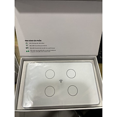 Công tắc cảm ứng Rạng Đông CTCU.WF CN.04T điều khiển từ xa, mặt kính cường lực chống xước, 4 nút bấm - Hàng chính hãng