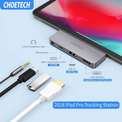 Hub sạc nhanh chia cổng PD Type-C đa năng 4 in 1 hiệu CHOETECH M13 cho Macbook / điện thoại mở rộng cổng sạc nhanh Type-C PD 3.0, 1 cổng USB 3.0, cổng HDMI chuẩn 4k, cổng AUX 3.5mm - Hàng chính hãng
