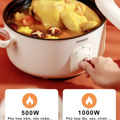 Nồi Lẩu Điện Đa Năng Chống Dính 3 Lít 1000W KONKA KZG-HP03 - HÀNG CHÍNH HÃNG 