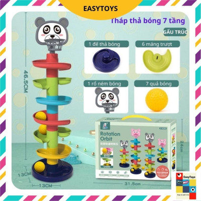 [Siêu sale] Đồ chơi trẻ em Tháp bóng lăn, cầu trượt thả bóng xoay vòng nhiều 7 tầng 7 bóng EASYTOYS giú