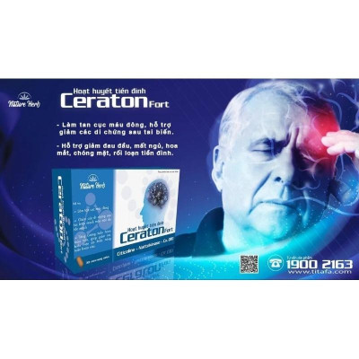 Hoạt Huyết Tiền Đình CERATON Fort - Hộp 30 viên. Giúp tăng cường trí nhớ, tăng tuần hoàn máu não, làm tan cục máu đông.
