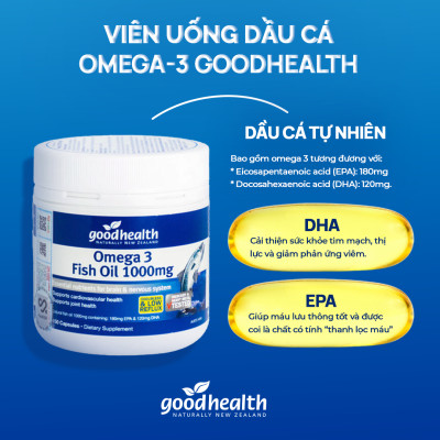 Combo 2 Hộp Dầu Cá Goodhealth Omega 3 Fish Oil 1000mg 150 Viên - Bổ Não - Tăng Trí Nhớ - Mắt Tinh - Chính Hãng Từ New Zealand