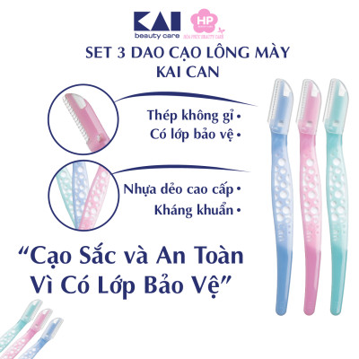 Dao Cạo Lông Mày Lưỡi Thép Có Màng Bảo Vệ Dành Cho Nữ Kai Razor Can Eyebrow 17827 CBM-3P (Set 3 Cây)