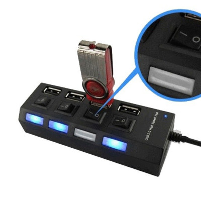 HUB CHIA NHIỀU CỔNG USB CÓ CÔNG TẮC ĐÈN - HÀNG NHẬP KHẨU GIAO MÀU NGẪU NHIÊN