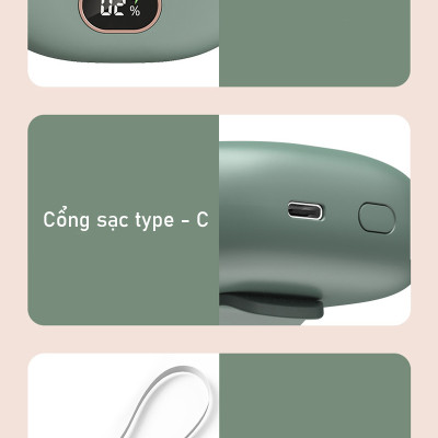 Quạt cầm tay mini siêu mát Rhino F301 tích điện với 3 mức độ gió, lưu lượng cao kèm dây treo - Hàng chính hãng