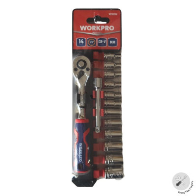Bộ đầu cờ lê thay thế (1 set = 14 cái), kích thước 1/4 inch WorkPro WP202556