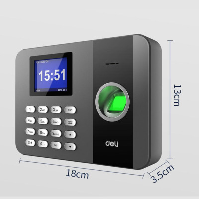 Máy Chấm Công Quét Vân Tay Deli hàng Chính Hãng Deli - Màn Hình 2.4 Inch, Camera Kép, Kết Nối USB - Tích Hợp Nhiều Ngôn Ngữ E3747