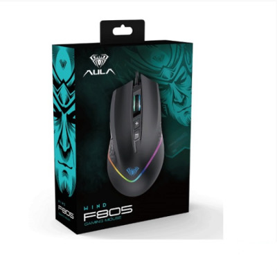 Chuột gaming có dây AULA F805 màu đen - Hàng chính hãng
