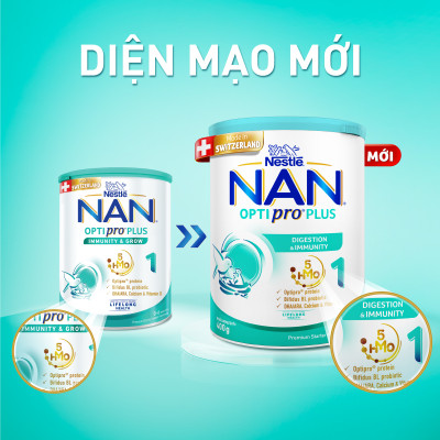 Sữa bột Nestlé NAN OPTIPRO PLUS 1 400G/lon với 5HMO Sản Xuất tại Thụy Sĩ (0 - 6 tháng)